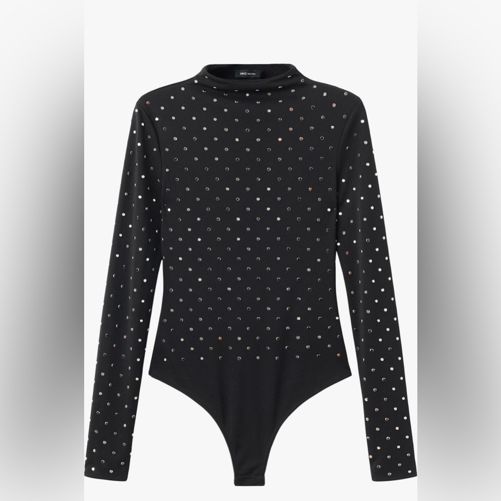 NWOT Mango Selection Crystal Embellished Long Sleeve Bodysuit Size S $ 219